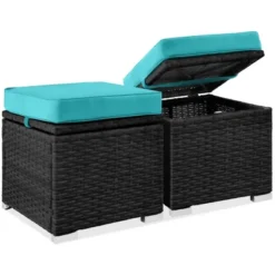 Best Choice Products Set Of 2 Wicker Ottomans, Multipurpose Furniture W/ Removable Cushions, Steel Frame -Best Choice Products GUEST 016b329a 169a 4884 b126 1b6cbdc09f89