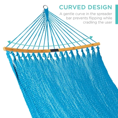 Best Choice Products 2-Person Woven Polyester Outdoor Caribbean Hammock W/ Curved Bamboo Spreader Bar 5 Best Choice Products 2-Person Woven Polyester Outdoor Caribbean Hammock W/ Curved Bamboo Spreader Bar - Image 3