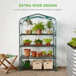 Best Choice Products 40in Wide 4-Tier Mini Greenhouse, Portable Indoor Outdoor Arboretum For Yard W/ Steel Shelves -Best Choice Products GUEST 08019793 9fdf 471c 884f 18d3db9721f4