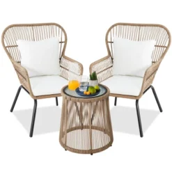 Best Choice Products 3-Piece Patio Conversation Bistro Set, Outdoor Wicker W/ 2 Chairs, Cushions, Side Table 18 Best Choice Products 3-Piece Patio Conversation Bistro Set, Outdoor Wicker W/ 2 Chairs, Cushions, Side Table -Best Choice Products GUEST 09673446 d11d 4c40 bc7a 2cb1fd1210fc
