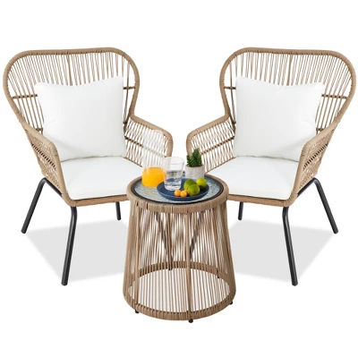 Best Choice Products 3-Piece Patio Conversation Bistro Set, Outdoor Wicker W/ 2 Chairs, Cushions, Side Table 9 Best Choice Products 3-Piece Patio Conversation Bistro Set, Outdoor Wicker W/ 2 Chairs, Cushions, Side Table - Image 7