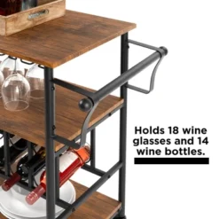 Best Choice Products 45in Industrial Wood Shelf Bar & Wine Storage Service Cart W/ Bottle & Glass Racks, Locking Wheels -Best Choice Products GUEST 0b6696d4 5383 4310 b833 6e296357a014