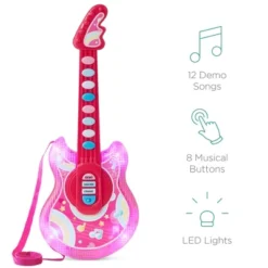 Best Choice Products 19in Kids Flash Guitar, Pretend Play Musical Instrument Toy For Toddlers W/ Mic, Stand - Pink -Best Choice Products GUEST 0cd3bda5 209e 4d8e 8372 92be2c59f46b