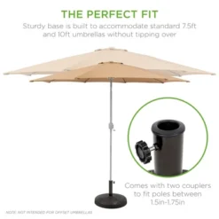 Best Choice Products 55lb Round Wicker Style Resin Patio Umbrella Base Stand W/ 1.75in Hole, Bronze Finish - Black -Best Choice Products GUEST 0d273493 c821 4f9c 989c d6870b52e618