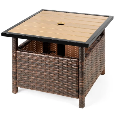 Best Choice Products Wicker Rattan Patio Side Table Outdoor Furniture For Garden, Pool, Deck W/ Umbrella Hole 9 Best Choice Products Wicker Rattan Patio Side Table Outdoor Furniture For Garden, Pool, Deck W/ Umbrella Hole - Image 7