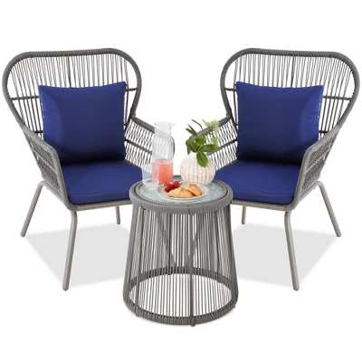 Best Choice Products 3-Piece Patio Conversation Bistro Set, Outdoor Wicker W/ 2 Chairs, Cushions, Side Table 11 Best Choice Products 3-Piece Patio Conversation Bistro Set, Outdoor Wicker W/ 2 Chairs, Cushions, Side Table - Image 9