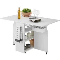 Best Choice Products Multipurpose Folding Table W/ Built-in Wheels, 3 Storage Shelves, Cubby, Carrying Handle -Best Choice Products GUEST 0e1b16c4 b6bf 469a b754 396ada4256f0