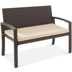 Best Choice Products 2-Person Outdoor Wicker Bench Garden Patio Porch Furniture W/ 700lb Capacity, Cushion -Best Choice Products GUEST 0f624f82 e500 41fb a53e d4a3802ee33b
