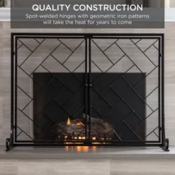 Best Choice Products 44x33in 2-Panel Handcrafted Wrought Iron Geometric Fireplace Screen W/ Magnetic Doors -Best Choice Products GUEST 10fd686c 5942 40b8 bdaf 5094e597c704