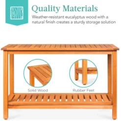 Best Choice Products 48in 2-Shelf Indoor Outdoor Wooden Console Table Multifunctional Buffet Bar Storage -Best Choice Products GUEST 1140508b 8e36 439d b71e 9f1b460feb7f
