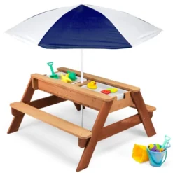 Best Choice Products Kids 3-in-1 Outdoor Convertible Wood Activity Sand & Water Picnic Table W/ Umbrella -Best Choice Products GUEST 120c678d d9dd 4b21 8aa7 b196060d1421