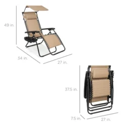 Best Choice Products Folding Zero Gravity Recliner Patio Lounge Chair W/ Canopy Shade, Headrest, Tray -Best Choice Products GUEST 1259cfd0 55f5 4f09 a9d2 91386344f750