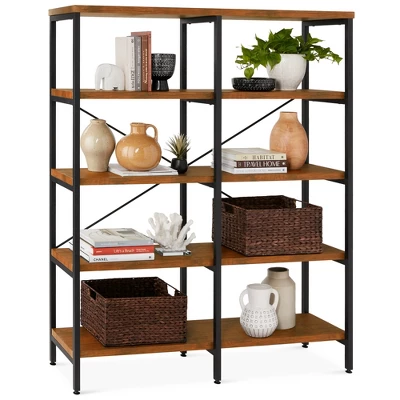Best Choice Products 55in Storage Bookshelf For Living Room, Walkway W/ Industrial, Elevated Design 9 Best Choice Products 55in Storage Bookshelf For Living Room, Walkway W/ Industrial, Elevated Design - Image 7