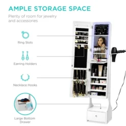 Best Choice Products Full Length LED Mirrored Jewelry Storage Organizer Cabinet W/ Interior & Exterior Lights -Best Choice Products GUEST 136a5590 d7e0 4866 8302 4b853bf6b2cd