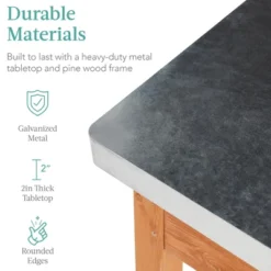 Best Choice Products Mobile Outdoor Table And Storage Cabinet W/ Hooks, 4 Wheels, Stainless Steel Top - Stained Brown -Best Choice Products GUEST 163073ad 8a4a 4f50 a33d 0b1a8c50c5f2