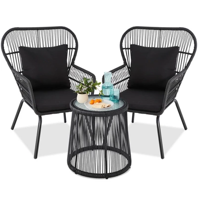 Best Choice Products 3-Piece Patio Conversation Bistro Set, Outdoor Wicker W/ 2 Chairs, Cushions, Side Table 10 Best Choice Products 3-Piece Patio Conversation Bistro Set, Outdoor Wicker W/ 2 Chairs, Cushions, Side Table - Image 8