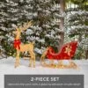 Best Choice Products Lighted Christmas 4ft Reindeer & Sleigh Outdoor Yard Decoration Set W/ 205 LED Lights, Stakes