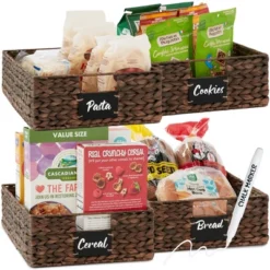 Best Choice Products Set Of 4 16x12in Woven Water Hyacinth Pantry Baskets W/ Chalkboard Label, Chalk Marker -Best Choice Products GUEST 1f7be59d 5126 4208 9417 0ca0249a1379