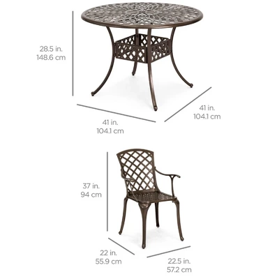 Best Choice Products 5-Piece All-Weather Cast Aluminum Patio Dining Set W/ Chairs, Umbrella Hole, Lattice Weave Design 8 Best Choice Products 5-Piece All-Weather Cast Aluminum Patio Dining Set W/ Chairs, Umbrella Hole, Lattice Weave Design - Image 6
