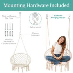 Best Choice Products Handwoven Cotton Macramé Hammock Hanging Chair Swing For Indoor & Outdoor Use W/ Backrest -Best Choice Products GUEST 2260ca4b 8846 4620 bc82 c04416029672