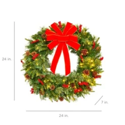 Best Choice Products Pre-Lit Battery Powered Christmas Wreath Decoration W/ PVC Tips, Ribbons -Best Choice Products GUEST 2307f7ec 213f 4772 9e70 237971bb99b4