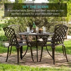 Best Choice Products 5-Piece All-Weather Cast Aluminum Patio Dining Set W/ Chairs, Umbrella Hole, Lattice Weave Design 12 Best Choice Products 5-Piece All-Weather Cast Aluminum Patio Dining Set W/ Chairs, Umbrella Hole, Lattice Weave Design -Best Choice Products GUEST 24d80210 e307 4828 9df2 37058586a74e