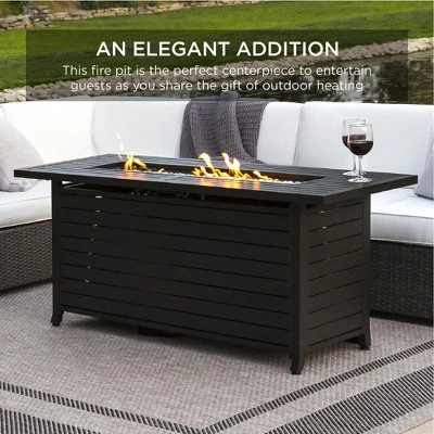 Best Choice Products 57in 50,000 BTU Rectangular Propane Aluminum Gas Fire Pit Table W/ Cover, Glass Beads 7 Best Choice Products 57in 50,000 BTU Rectangular Propane Aluminum Gas Fire Pit Table W/ Cover, Glass Beads - Image 5