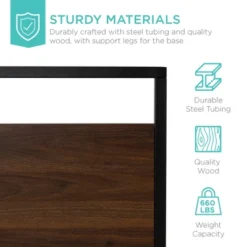 Best Choice Products Metal Wood Platform Queen Bed Frame W/ Wood Slats, Headboard, Footboard, 660lb Cap - Black/Brown -Best Choice Products GUEST 278d087e ee1d 449e ae7f cfa8df6d883d