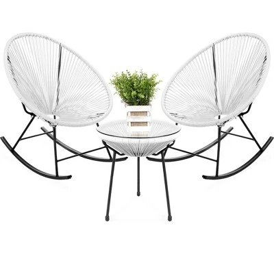 Best Choice Products 3-Piece All-Weather Patio Woven Rope Acapulco-Style Bistro Furniture Set W/ Rocking Chairs, Table 12 Best Choice Products 3-Piece All-Weather Patio Woven Rope Acapulco-Style Bistro Furniture Set W/ Rocking Chairs, Table - Image 10
