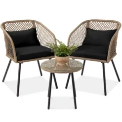 Best Choice Products 3-Piece Outdoor Wicker Bistro Set Patio Chat Conversation Furniture W/ 2 Chairs, Side Table -Best Choice Products GUEST 2a735672 7d34 4a65 8f46 5cd88f40967c