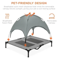 Best Choice Products 36in Outdoor Raised Mesh Cot Cooling Dog Pet Bed W/ Removable Canopy, Travel Bag -Best Choice Products GUEST 2c6d8d09 7329 4c60 a737 f5b894a70dde