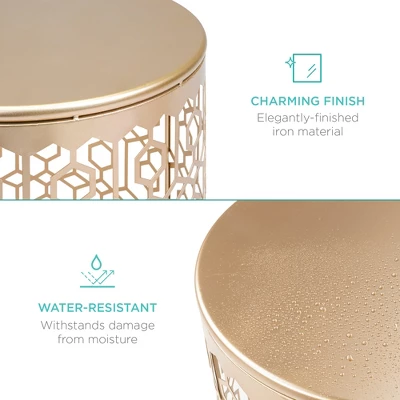 Best Choice Products Set Of 2 Decorative Nesting Round Patterned Accent Side Coffee End Table Nightstands 4 Best Choice Products Set Of 2 Decorative Nesting Round Patterned Accent Side Coffee End Table Nightstands - Image 2