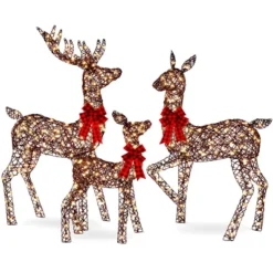 Best Choice Products 3-Piece Lighted Christmas Deer Set Outdoor Yard Decoration With 360 LED Lights, Stakes -Best Choice Products GUEST 2e17776f 7960 43ff b4bf 645ac63cb531