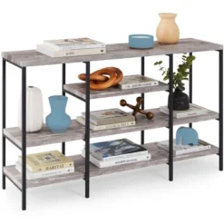 Best Choice Products 55in Industrial 4-Tier Console Table W/ Tall Shelves, Metal Frame -Best Choice Products GUEST 302745cf 7ec8 4dfb 937e 5f94f93843b0