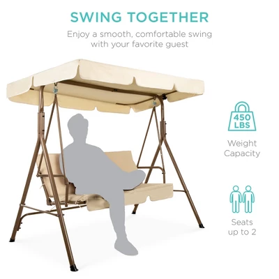 Best Choice Products 2-Person Outdoor Large Convertible Canopy Swing Glider Lounge Chair W/ Removable Cushions 3 Best Choice Products 2-Person Outdoor Large Convertible Canopy Swing Glider Lounge Chair W/ Removable Cushions