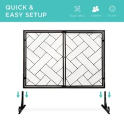 Best Choice Products 44x33in 2-Panel Handcrafted Wrought Iron Geometric Fireplace Screen W/ Magnetic Doors -Best Choice Products GUEST 33b4acba 741e 4d79 8ac3 d10c0d4c10a1