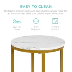 Best Choice Products 16in Faux Marble Modern Round Living Room Accent Side Table W/ Metal Frame -Best Choice Products GUEST 351624e3 8327 4240 8993 06a684657a00