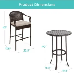 Best Choice Products 3-Piece Outdoor Wicker Bistro Bar Height Set For Patio, Garden W/ Barstools, Steel Frame -Best Choice Products GUEST 3591e47c f661 4eaf 8c45 d15119745619