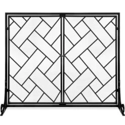 Best Choice Products 44x33in 2-Panel Handcrafted Wrought Iron Geometric Fireplace Screen W/ Magnetic Doors -Best Choice Products GUEST 361a718d 036e 4a2d ad76 103fb01f4a6e