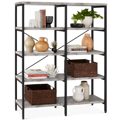 Best Choice Products 55in Storage Bookshelf For Living Room, Walkway W/ Industrial, Elevated Design 10 Best Choice Products 55in Storage Bookshelf For Living Room, Walkway W/ Industrial, Elevated Design - Image 8