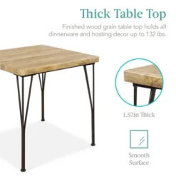 Best Choice Products 3-Piece Indoor Metal Wood Square Dining Table, Furniture Set W/ 2 Chairs