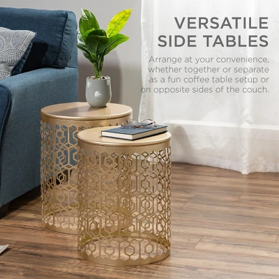 Best Choice Products Set Of 2 Decorative Nesting Round Patterned Accent Side Coffee End Table Nightstands 3 Best Choice Products Set Of 2 Decorative Nesting Round Patterned Accent Side Coffee End Table Nightstands