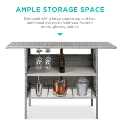 Best Choice Products Outdoor Patio Wicker Bar Counter Table W/ 2 Steel Shelves, 2 Sets Of Rails -Best Choice Products GUEST 3d73aede bf4a 42b3 970a 01b841046307