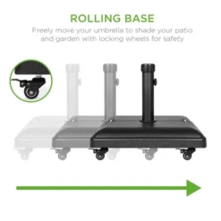 Best Choice Products 81lb. Heavy Duty Square Concrete Rolling Patio Umbrella Base Stand W/ Locking Wheels