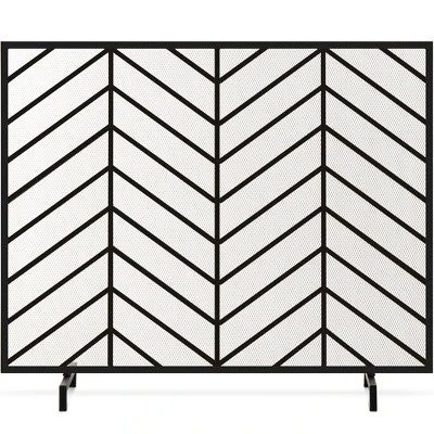 Best Choice Products 52x31in 3-Panel Iron Chevron Fireplace Screen, Spark Guard W/ Handles 12 Best Choice Products 52x31in 3-Panel Iron Chevron Fireplace Screen, Spark Guard W/ Handles - Image 10