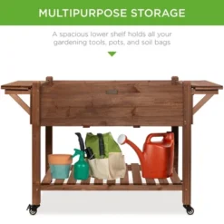 Best Choice Products 57x20x33in Mobile Raised Garden Bed Elevated Wood Planter Box W/ Folding Side Tables - Brown 10 Best Choice Products 57x20x33in Mobile Raised Garden Bed Elevated Wood Planter Box W/ Folding Side Tables - Brown -Best Choice Products GUEST 427c8045 3f79 4a54 ab6b 15e21fd0a869