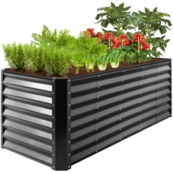 Best Choice Products 8x2x2ft Outdoor Metal Raised Garden Bed, Planter Box For Vegetables, Flowers, Herbs - Wood Grain -Best Choice Products GUEST 42cda889 9c47 4b51 978a 8414030ed913