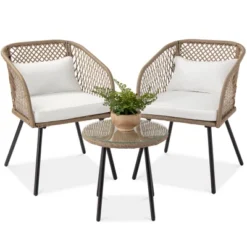 Best Choice Products 3-Piece Outdoor Wicker Bistro Set Patio Chat Conversation Furniture W/ 2 Chairs, Side Table -Best Choice Products GUEST 4379442f 9429 4710 a172 dc4d3f8ae8d5