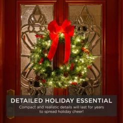 Best Choice Products Pre-Lit Battery Powered Christmas Wreath Decoration W/ PVC Tips, Ribbons -Best Choice Products GUEST 474b04a3 c634 41a7 b49f 0c4e8a3235c8