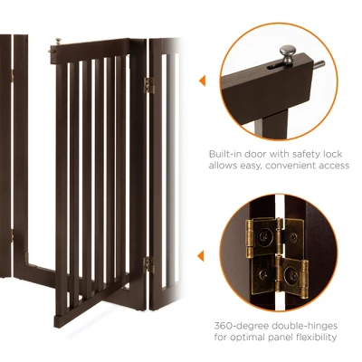 Best Choice Products 31.5in 4-Panel Freestanding Wooden Pet Gate W/ Walk Through Door, Adjustable Pen 6 Best Choice Products 31.5in 4-Panel Freestanding Wooden Pet Gate W/ Walk Through Door, Adjustable Pen - Image 4